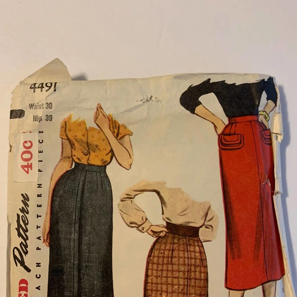 Simplicity Vintage 1950's Pattern‎ #4491 Women's Skirts